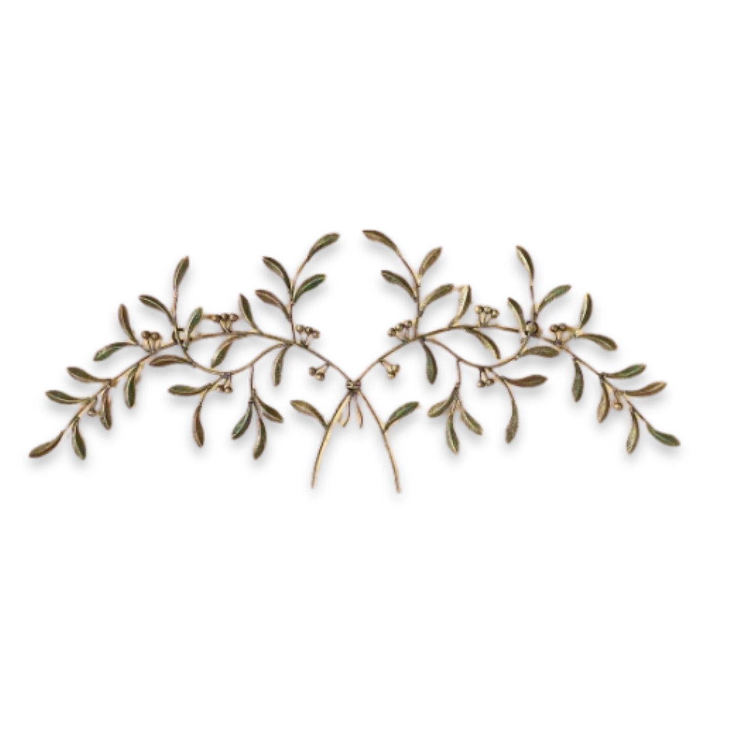 Red, Green, Gold Olive Leaf Iron Wall Grille - Olive Branch Metal Wall Decor (42.5"W) on white background | oak7west.com