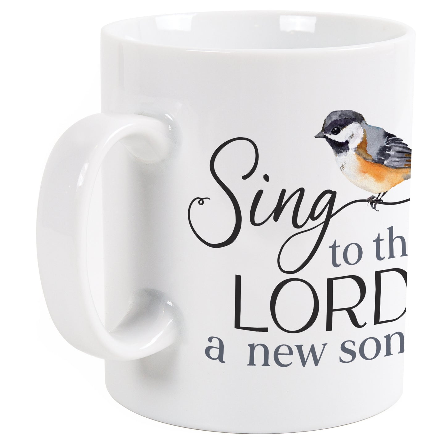 Sing to the LORD a new song - White Coffee Mug with Bird Art