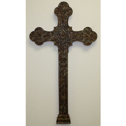 Large 40"H Iron Wall Cross - Inspirational Wall Decor - Iron Home Accent | oak7west.com