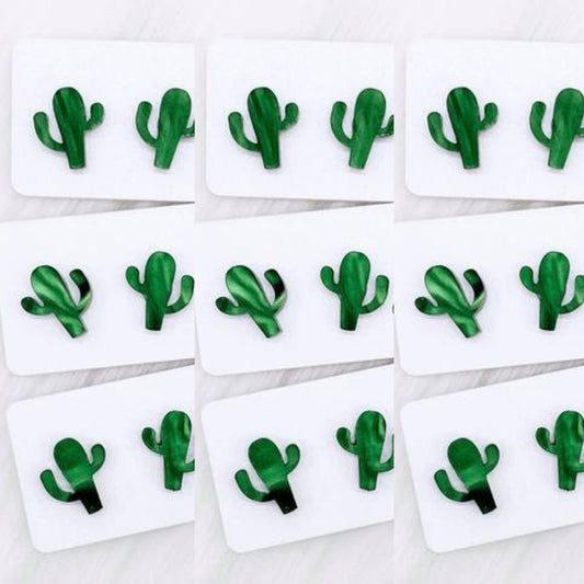 Iridescent Green Cactus Stud Earrings - Cacti Lovers Jewelry | oak7west.com