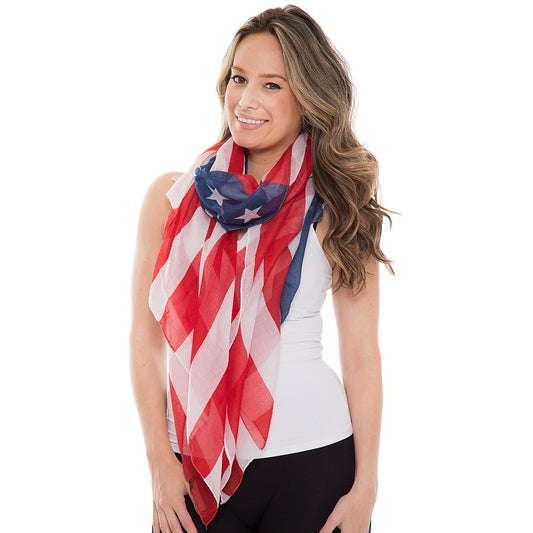 American Flag Long Wrap Scarf - Patriotic Apparel | oak7west.com