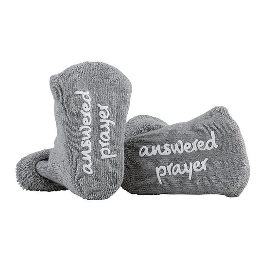 Answered Prayer Grey Baby Socks (3-12 months) | oak7west.com