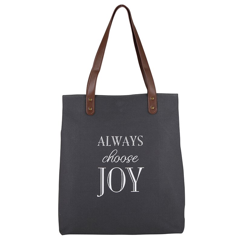 Canvas Tote Bag - Always Choose Joy | Black and White | oak7west.com
