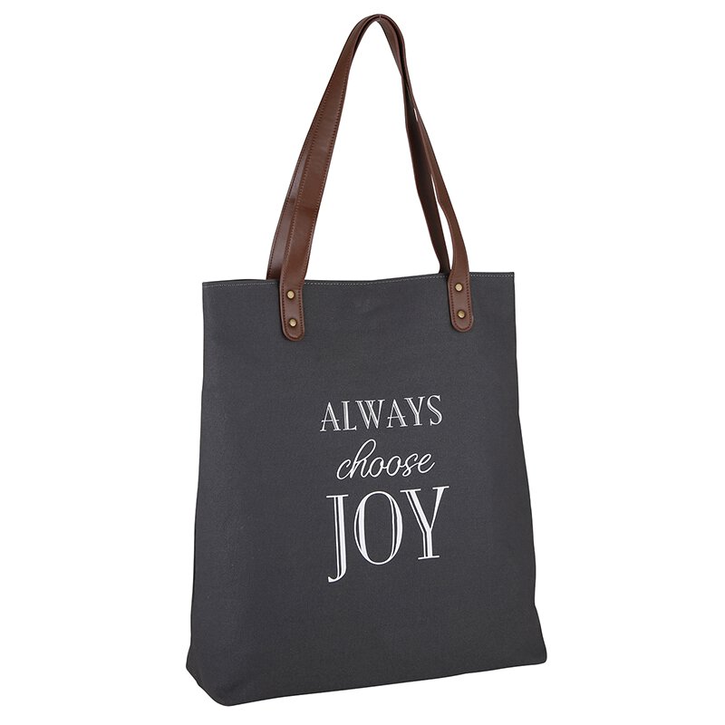 Canvas Tote Bag - Always Choose Joy | Black and White | oak7west.com