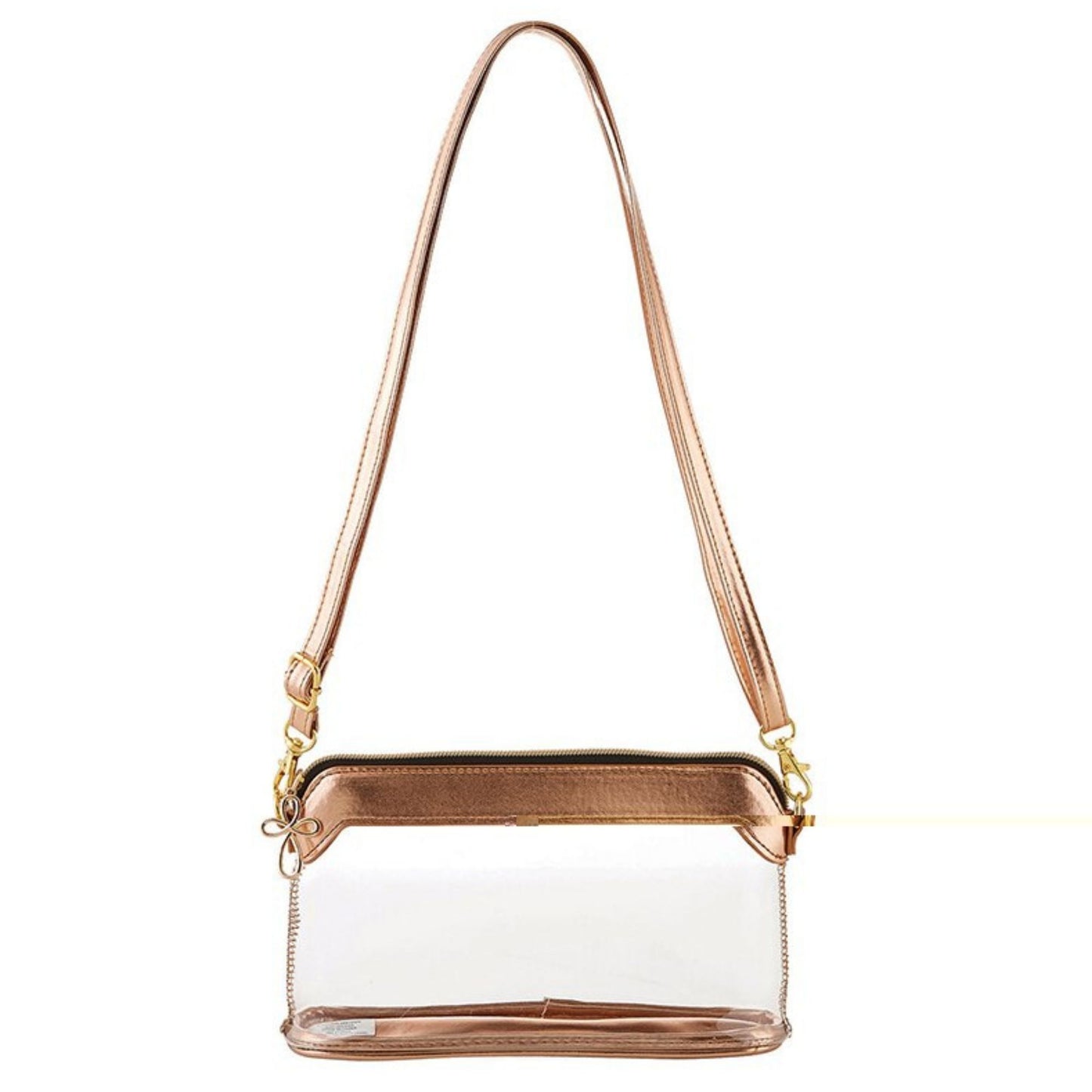 Clear Stadium Bags - Clear Purse with Strap - Clear Compliant Bag (Choose Black, Rose Gold, or Platinum) | Rose Gold shown | oak7west.com