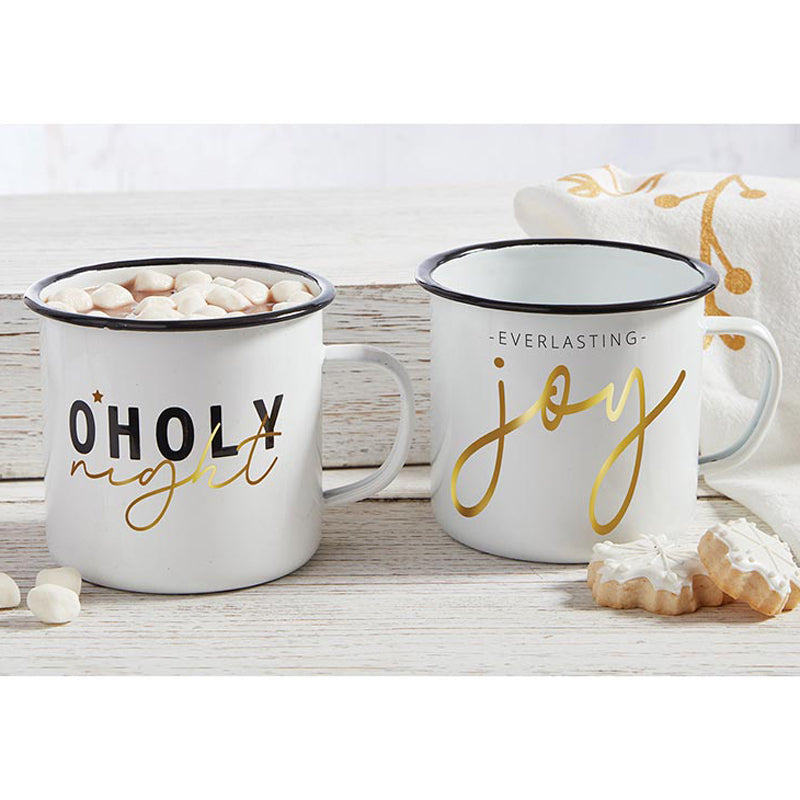 Enamel Campfire Style Christmas Mugs - Everlasting Joy and O'Holy Night | oak7west.com
