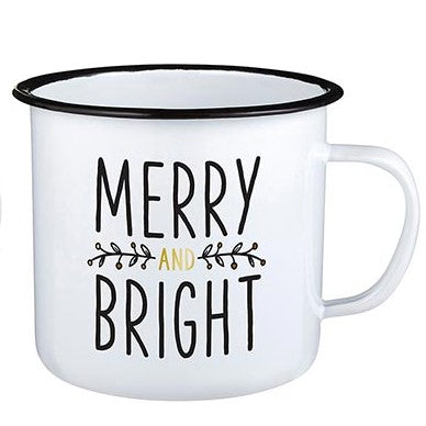 Enamel Campfire Style Christmas Mug - Merry and Bright | oak7west.com