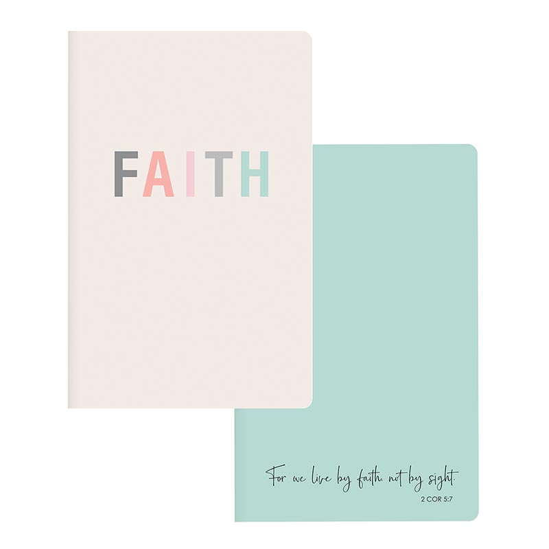 FAITH Inspirational Bundle | Includes... Faith Grid Dot Journal, Faith Glass Water Bottle with Bamboo Lid & Silicone Sleeve, Faith Bookmark, Faith Magnet, Pen Set of 2 - BLESSED IN ALL THINGS | STAND FIRM IN FAITH, Notepad Set of 2, Snap Bracelets - FAITH | Be Strong and Courageous, Wood Bead Cross Bracelet, Reflections of Faith Necklace - Shine Your Light, Faith Canvas Pouch with Tassel Zipper | Pictured FAITH Notepads set of 2 | oak7west.com