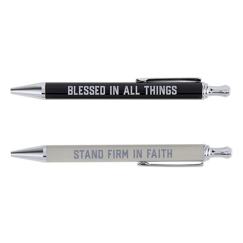 FAITH Inspirational Bundle | Includes... Faith Grid Dot Journal, Faith Glass Water Bottle with Bamboo Lid & Silicone Sleeve, Faith Bookmark, Faith Magnet, Pen Set of 2 - BLESSED IN ALL THINGS | STAND FIRM IN FAITH, Notepad Set of 2, Snap Bracelets - FAITH | Be Strong and Courageous, Wood Bead Cross Bracelet, Reflections of Faith Necklace - Shine Your Light, Faith Canvas Pouch with Tassel Zipper | Pictured Pen Set of 2 - BLESSED IN ALL THINGS | STAND FIRM IN FAITH | oak7west.com
