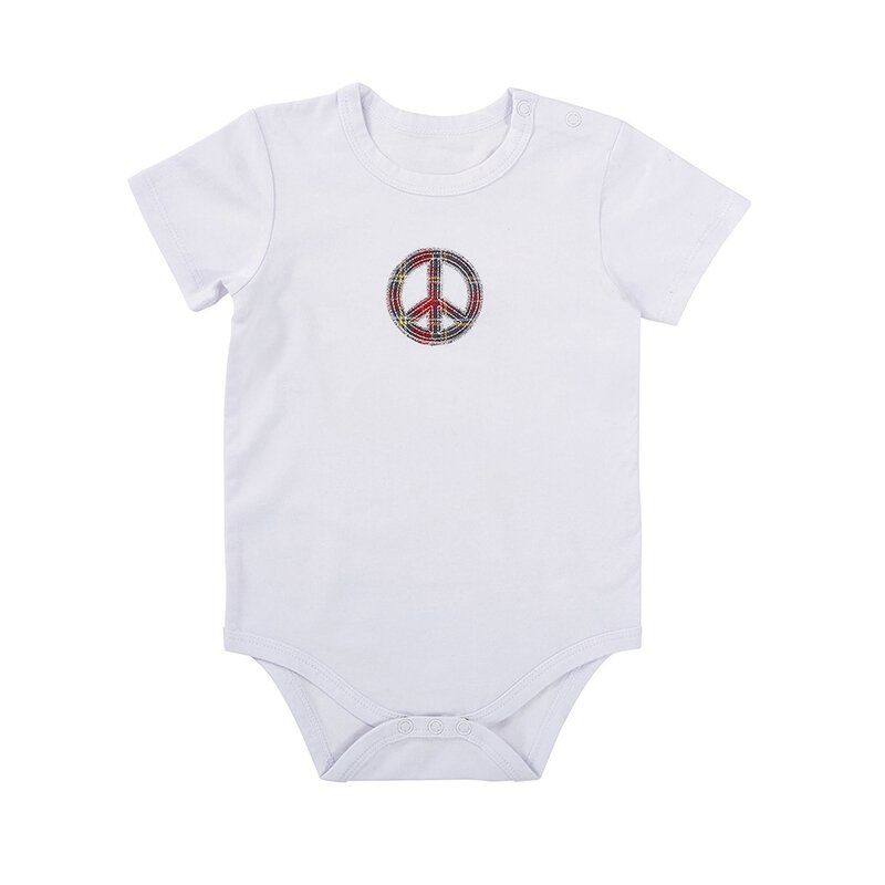 White Snap-Shirt with Plaid Peace Sign (6-12 months) | mix and match | oak7west.com