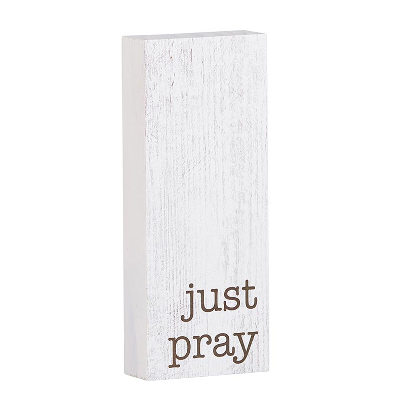 Just Pray - Inspirational Wood Message Block | oak7west.com