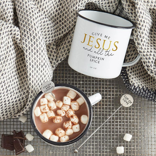 Jesus and Pumpkin Spice  - Enamel Campfire Style Mug | oak7west.com