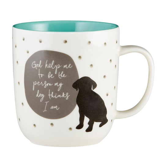 Pet Lover Coffee Mug - God help me to be the person my dog thinks I am - Front | oak7west.com