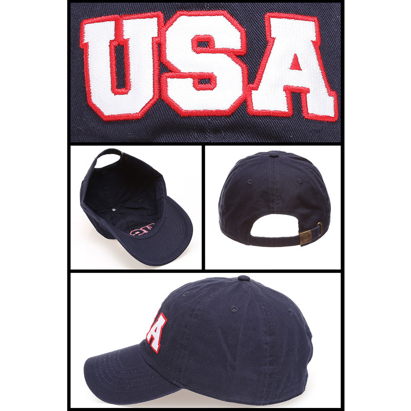 USA Embroidered Baseball Hat - Navy | oak7west.com