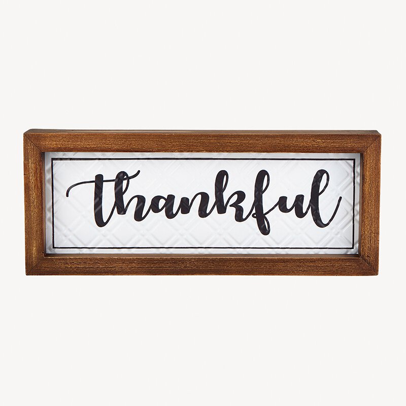 Thankful Wall Decor - Wood Framed Enamel Plaque | oak7west.com