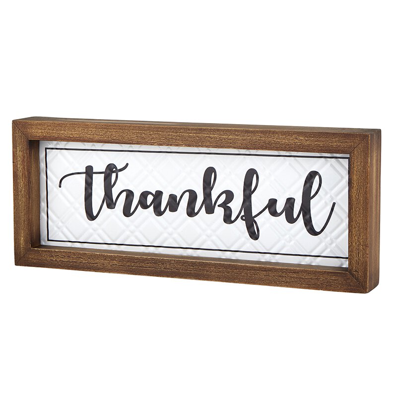 Thankful Wall Decor - Wood Framed Enamel Plaque | oak7west.com