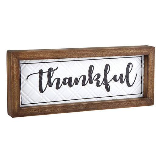 Thankful Wall Decor - Wood Framed Enamel Plaque | oak7west.com