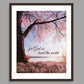 Inspirational Word Art - for God so loved the world (John 3:16) - Pink Hued Landscape Wall Decor (8x10 print) | Majestic Tree Artwork shown in Deep Brown Frame against a taupe grey wall | oak7west.com