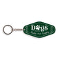Green keychain with 'Dogs Make Me Happy' text on a white background | oak7west.com