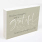 Positive thoughts and a grateful heart can change your life - Inspirational Word Wood Block in distressed sage and white wood | oak7west.com