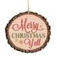 Merry Christmas Y'all Bark-like Christmas Ornament | oak7west.com