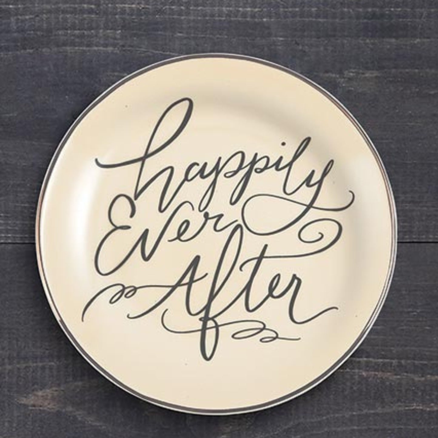 Happily Ever After Ceramic Trinket Tray - Wedding Gift - Anniversary Gift - Jewelry Dish - Ring Holder on rustic wood | oak7west.com