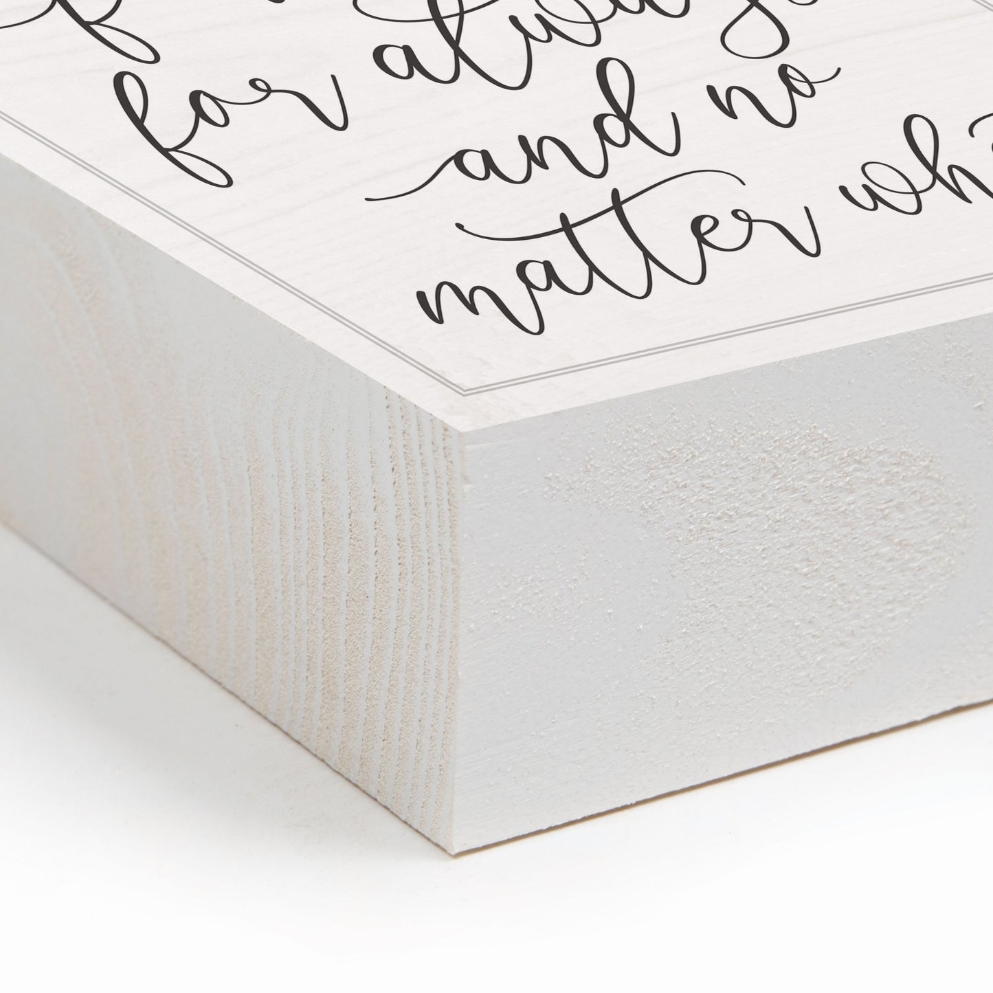 Corner view of Couples Wood Word Block - forever for always and no matter what | Wedding gift | Anniversary gift | oak7west.com