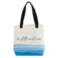 Canvas Tote Bag - Be Still and Know with calming blue wave design and black durable canvas straps | inside zippered pocket | oak7west.com