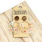 Fall Floral Coral Dangle Earrings - Acrylic & Wood Circle Dangles - Autumn vibe earrings on wood background | oak7west.com