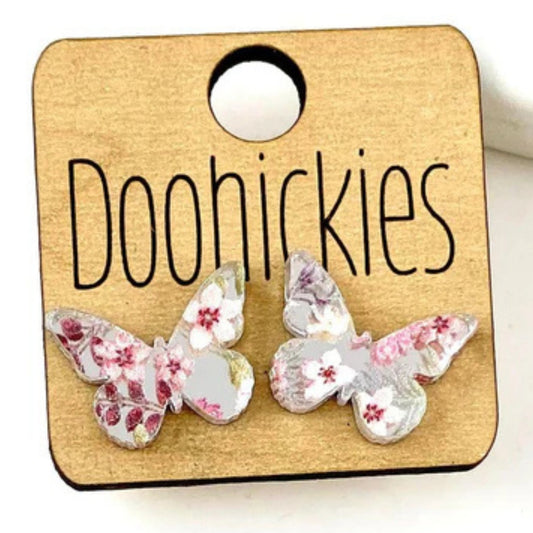 Floral Butterfly Earrings - Nature Lover Jewelry - Acrylic Earring Studs - Made in the USA | oak7west.com