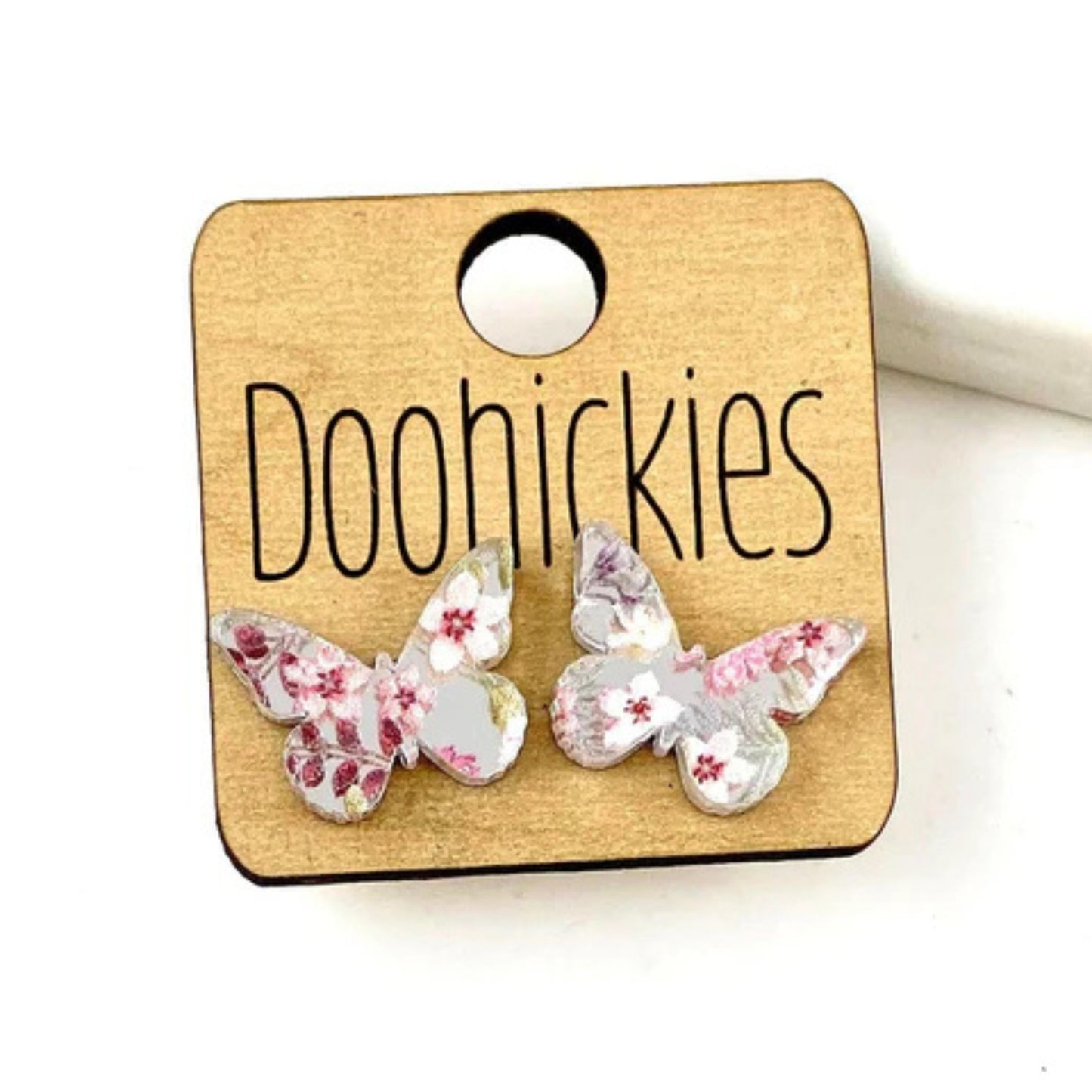 Floral Butterfly Shaped Earrings - Nature Lover Jewelry - Acrylic Earring Studs - Made in the USA | oak7west.com