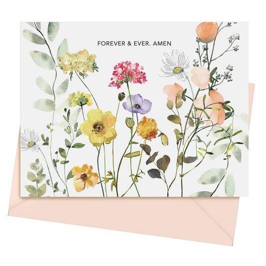 Wildflower card and peach envelope shown from Inspirational Boxed Card Set - FOREVER & EVER, AMEN - ISAIAH 40:8 (12 cards & envelopes) | oak7west.com