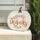 GIVE thanks wood yard sign - Fall Decor - Thanksgiving Decoration shown on cement near plant | oak7west.com