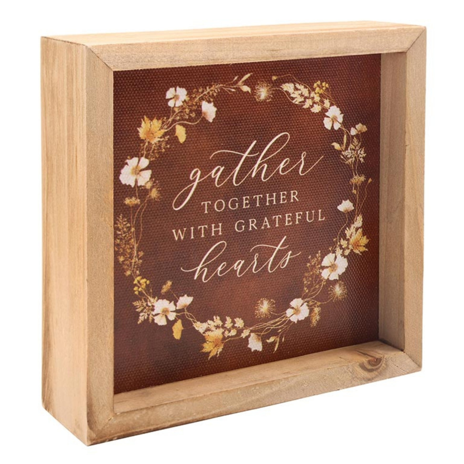Fall Decor - Thanksgiving Decoration | Gather Together with Grateful Hearts - Framed Linen Art | oak7west.com