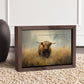 God is the strength of my heart and my portion forever - Psalm 73:26 - Highland Cow Small Framed Art shown on carpet by vase | oak7west.com