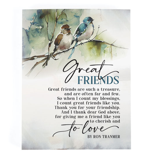 Decorative poster with birds on a branch and a friendship quote by Ron Tranmer. | oak7west.com
