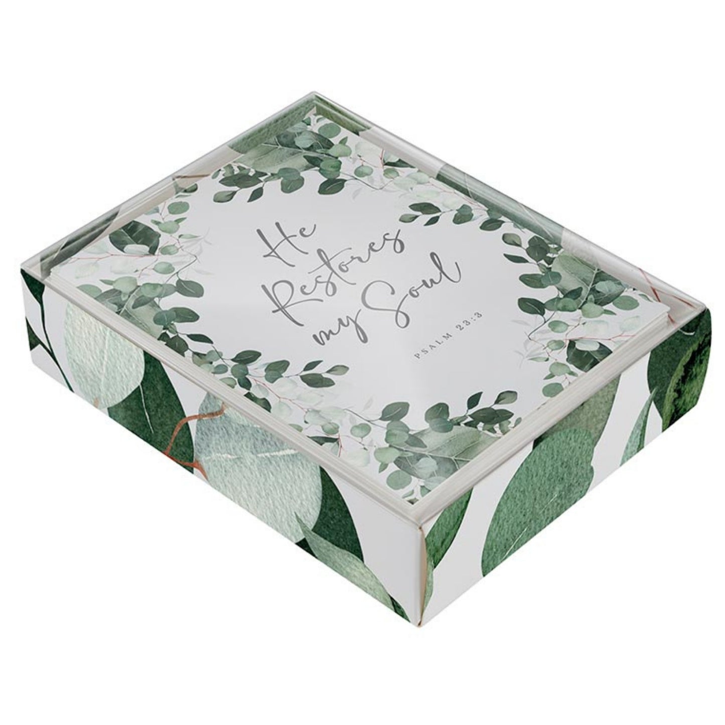 Inspirational Boxed Card Set - He Restores My Soul - Psalms 23:3 (12 cards & envelopes) | oak7west.com