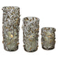 Set of three decorative candle holders with leaf and berry design on a white background | oak7west.com