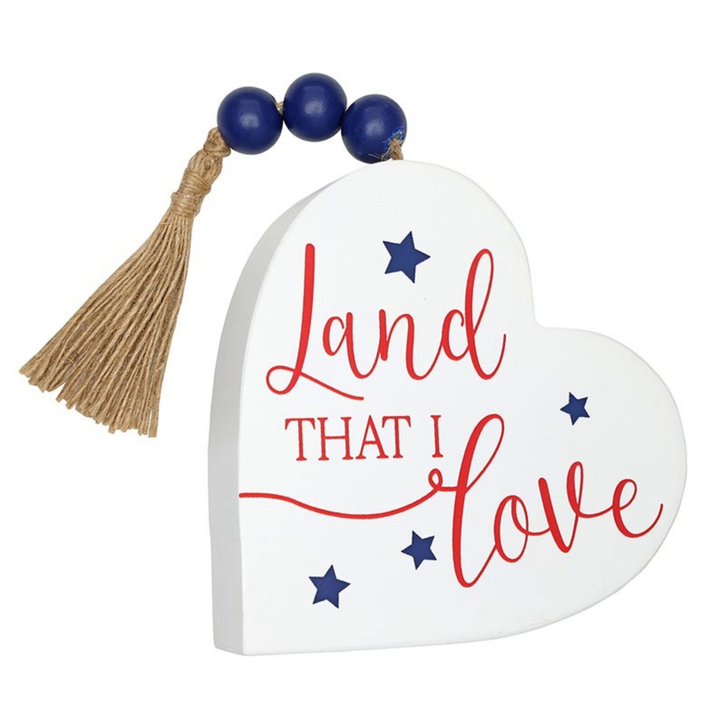 Land That I Love - America the Beautiful Heart Shaped Wood Block - Patriotic Home Accent | Americana Decor | oak7west.com