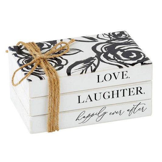 Wood Book Block - Forever & Always - LOVE, LAUGHTER, happily ever after - Wedding Gift - Anniversary Gift | oak7west.com