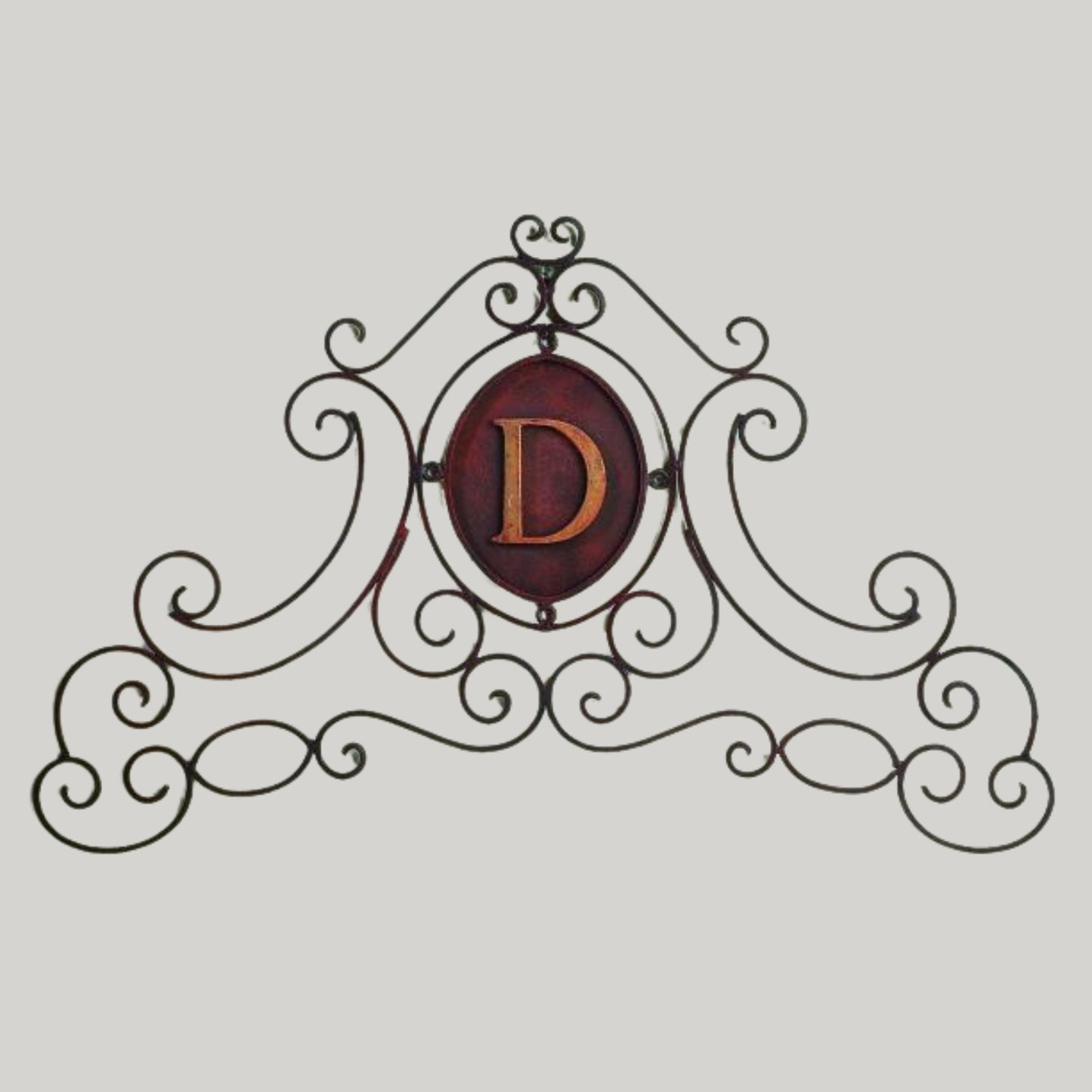 Monogram Iron Scroll Wall Grille - Monogrammed Metal Wall Decor (42"W) | oak7west.com