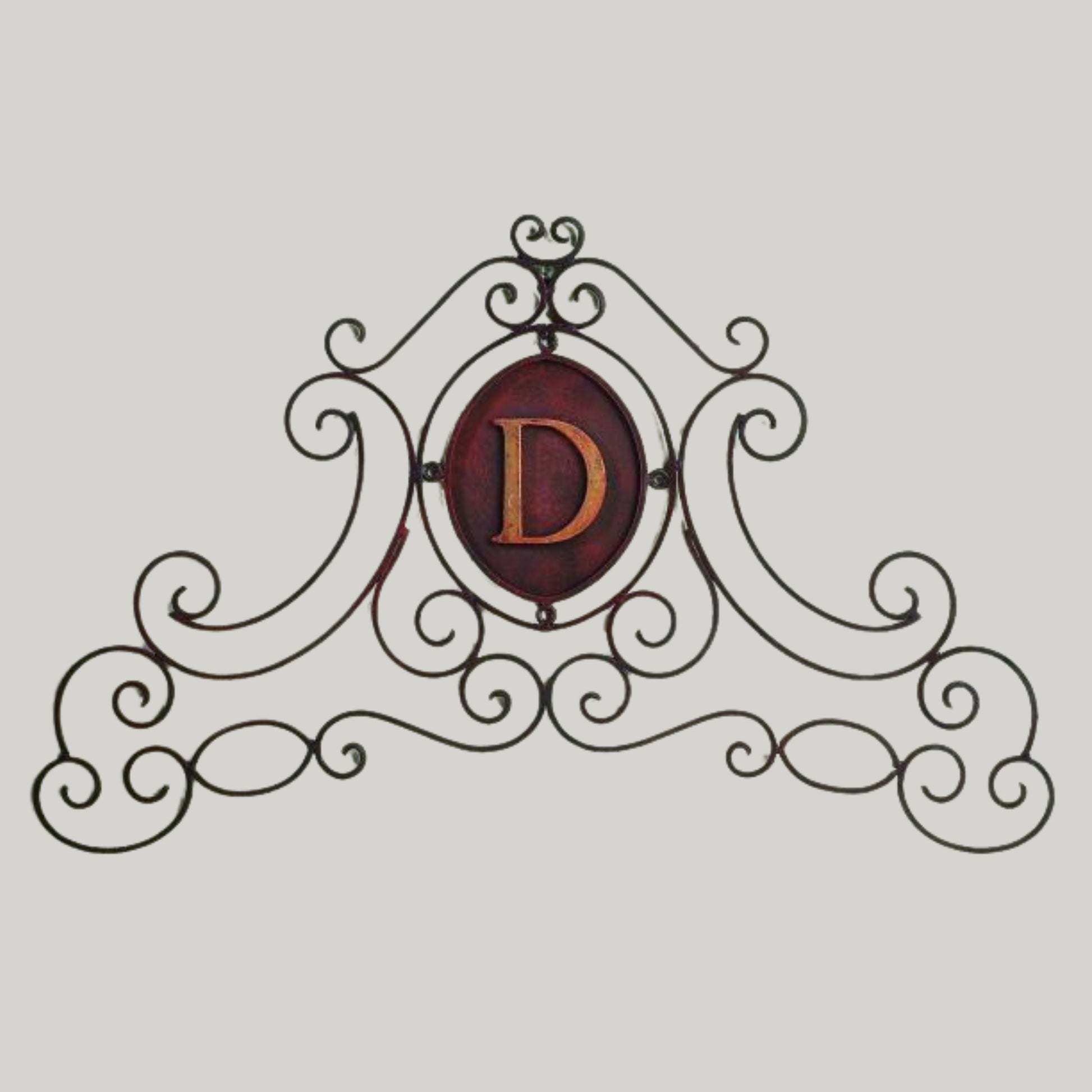 Monogram Iron Scroll Wall Grille - Monogrammed Metal Wall Decor (42"W) | oak7west.com
