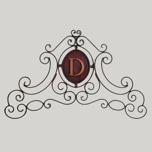 Monogram Iron Scroll Wall Grille - Monogrammed Metal Wall Decor (42"W) | oak7west.com