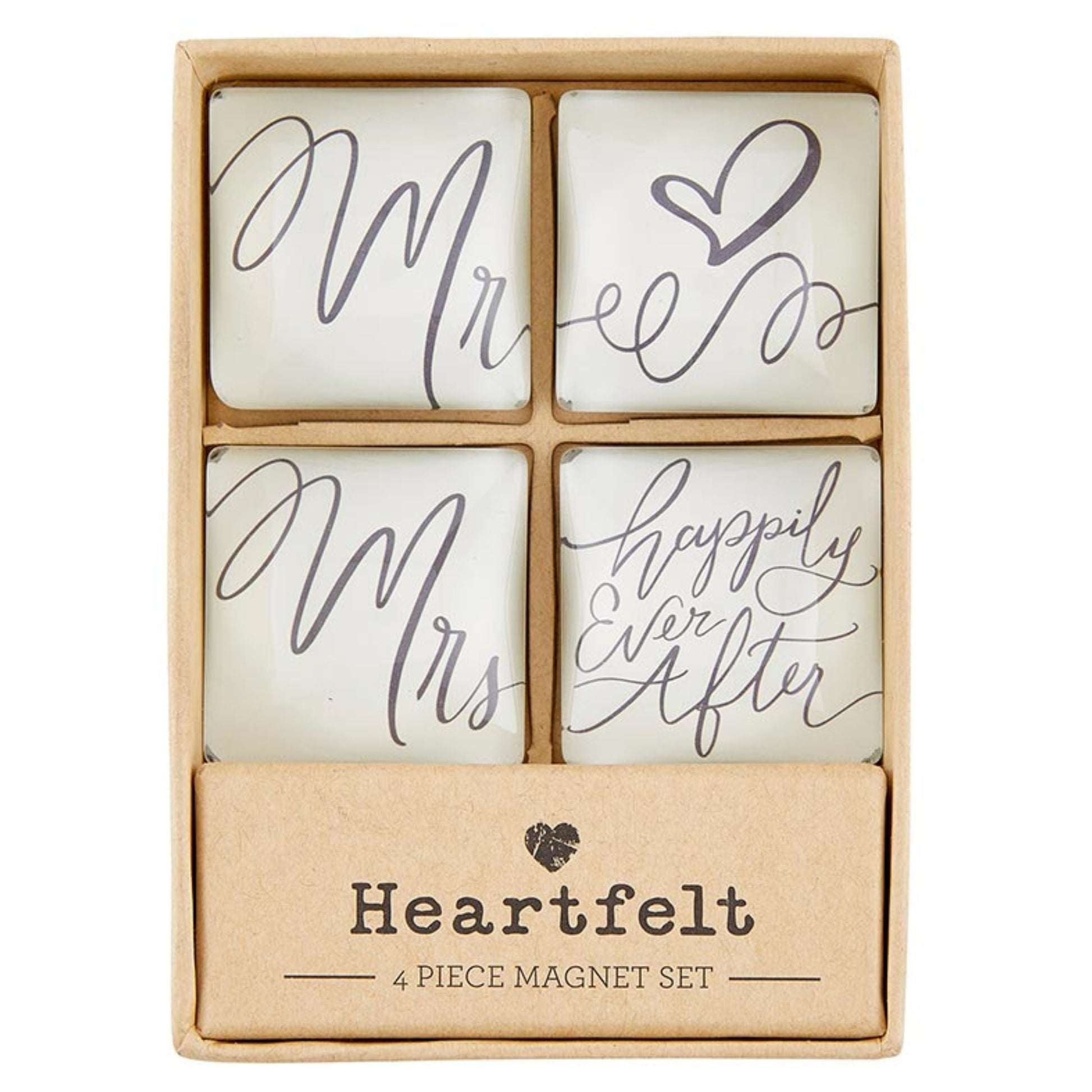 Mr & Mrs - Happily Ever After Glass Magnet Set - Wedding Gift - Anniversary Gift shown in gift box | oak7west.com
