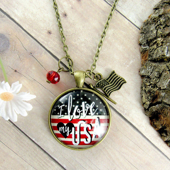 I love my USA necklace | shop Americana and Inspirational | oak7west.com