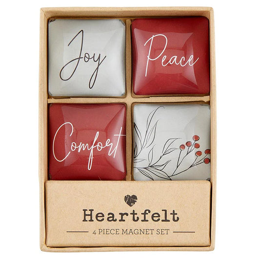 Peace, Comfort, and Joy Glass Christmas Magnets - Set of 4 Boxed Gift | oak7west.com