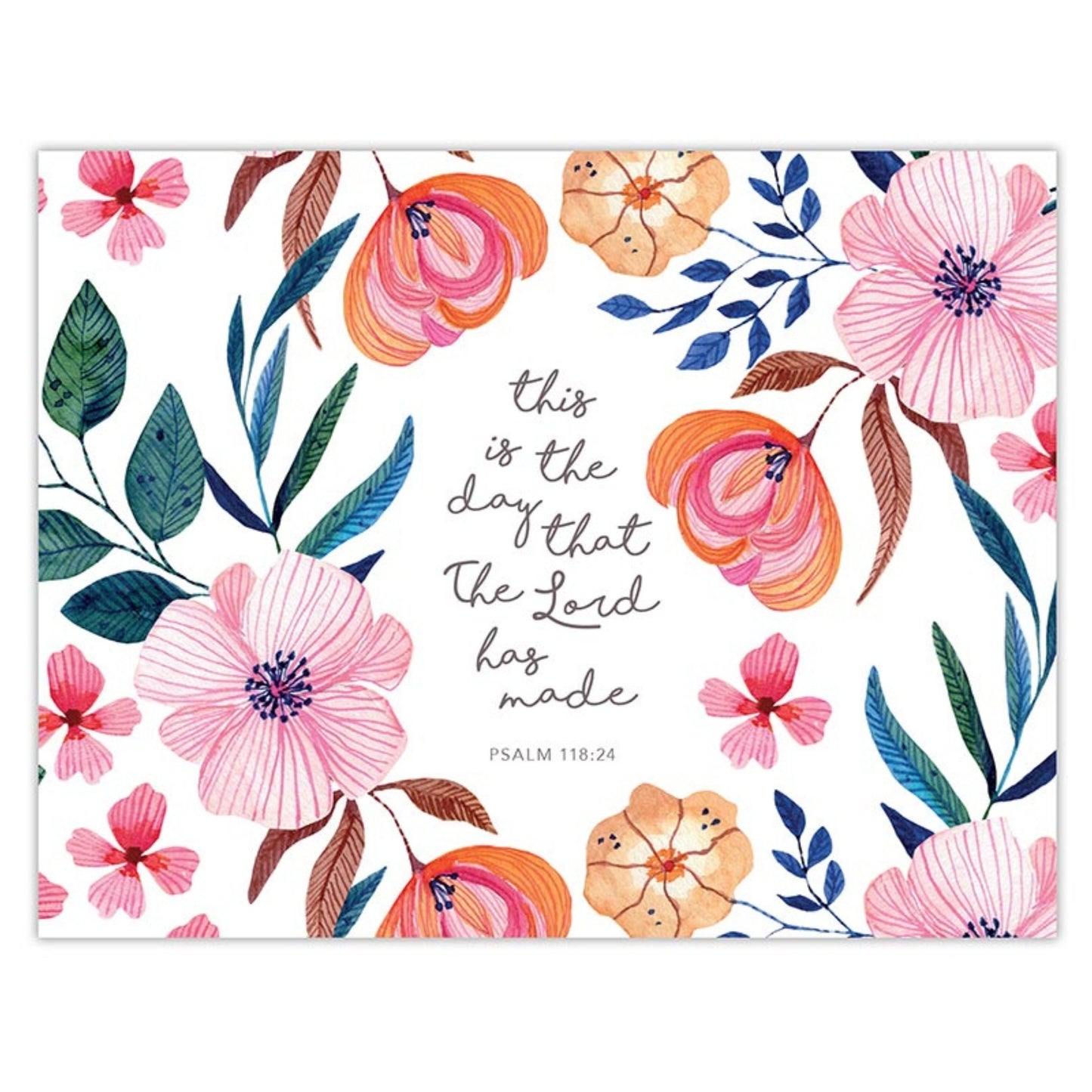 Floral Card shown from Inspirational Boxed Card Set - This is the day that the Lord has made - Psalms 118:24 (12 cards & envelopes) | oak7west.com
