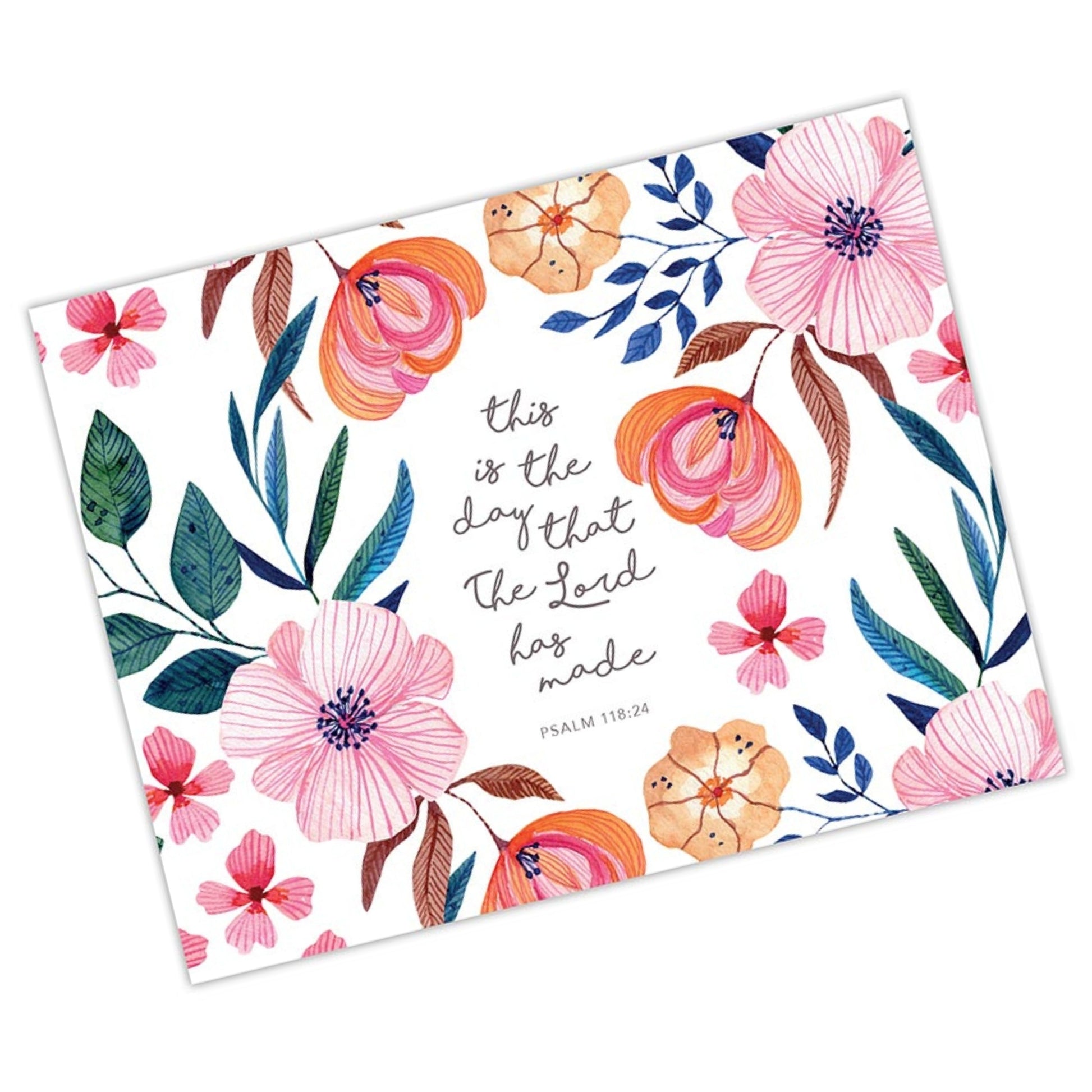 Floral Card shown from Inspirational Boxed Card Set - This is the day that the Lord has made - Psalms 118:24 (12 cards & envelopes) | oak7west.com
