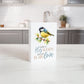 Safe in His Hands, Secure in His Love - Inspirational Wood Block with Bird Artwork on kitchen counter | oak7west.com
