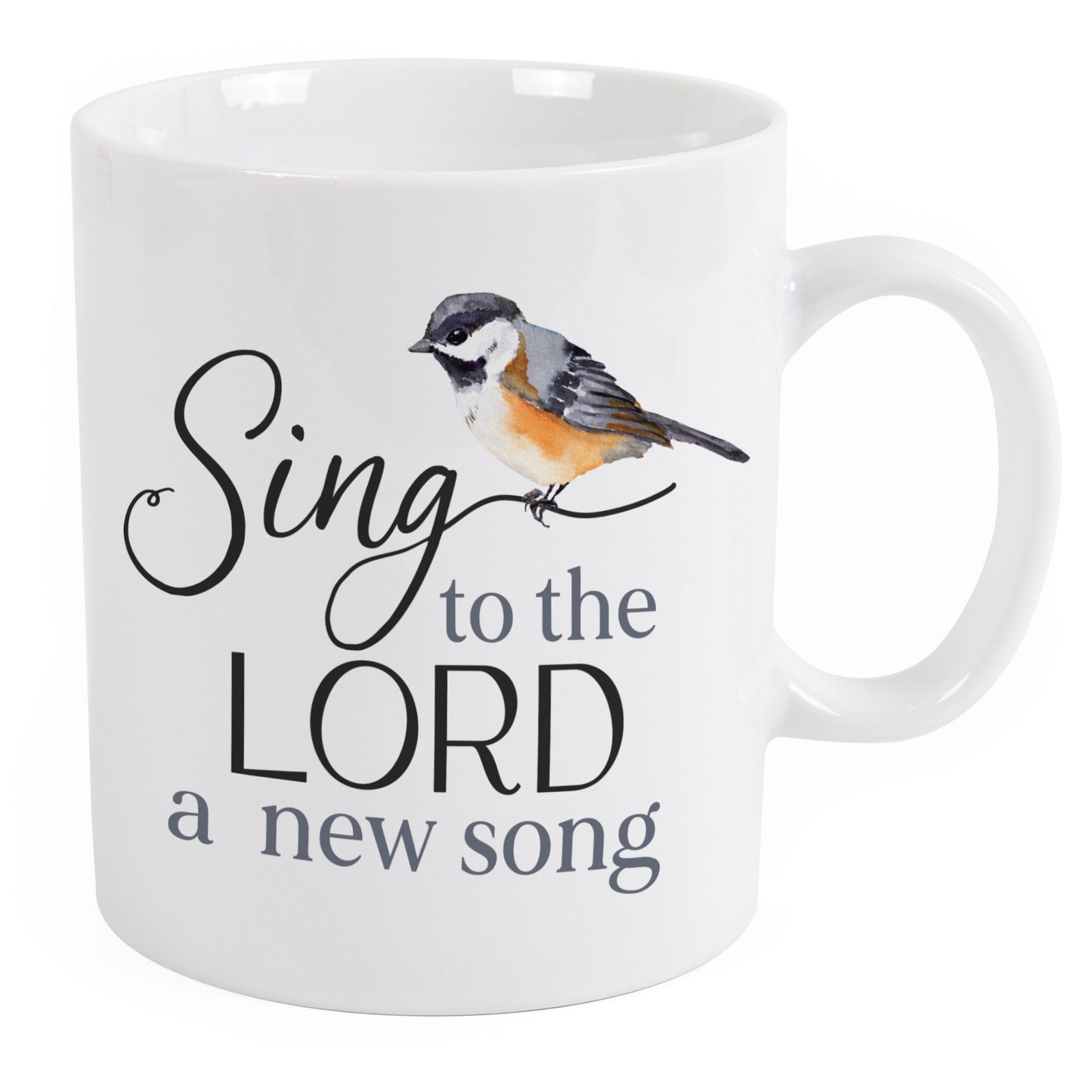 Sing to the LORD a new song - White Coffee Mug with Bird Art | birthday gift  oak7west.com